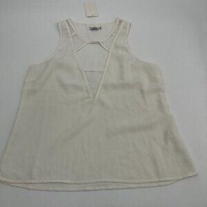 Tobi Blouse Small Womens White Sheer Sleeveless Casual Tank Lightweight Preppy